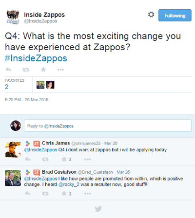 zappos #insidezappos twitta chat