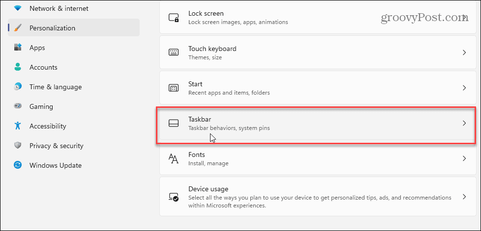 Personalizzazione Impostazioni barra delle applicazioni Barra delle applicazioni Windows 11