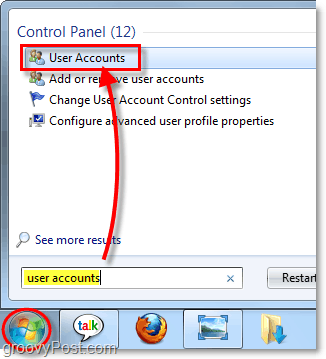 accedere agli account utente in Windows 7