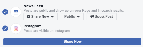 Come eseguire il cross-post su Instagram da Facebook sul desktop, passaggio 1, assicurati di poter pubblicare su Instagram da Facebook