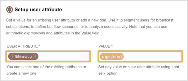 Crea un nuovo attributo utente e inserisci un valore per esso.