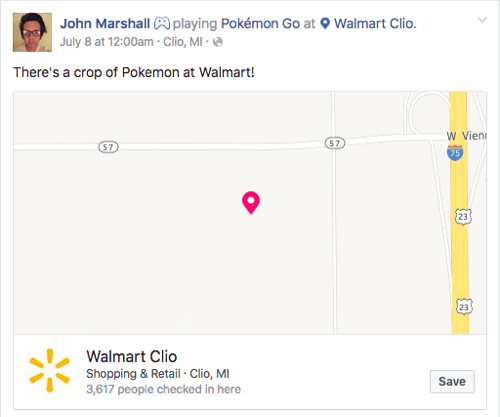 Pokemon vai al social check-in