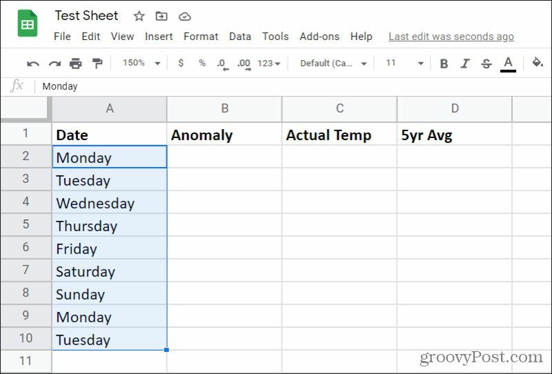 data di compilazione automatica giorni