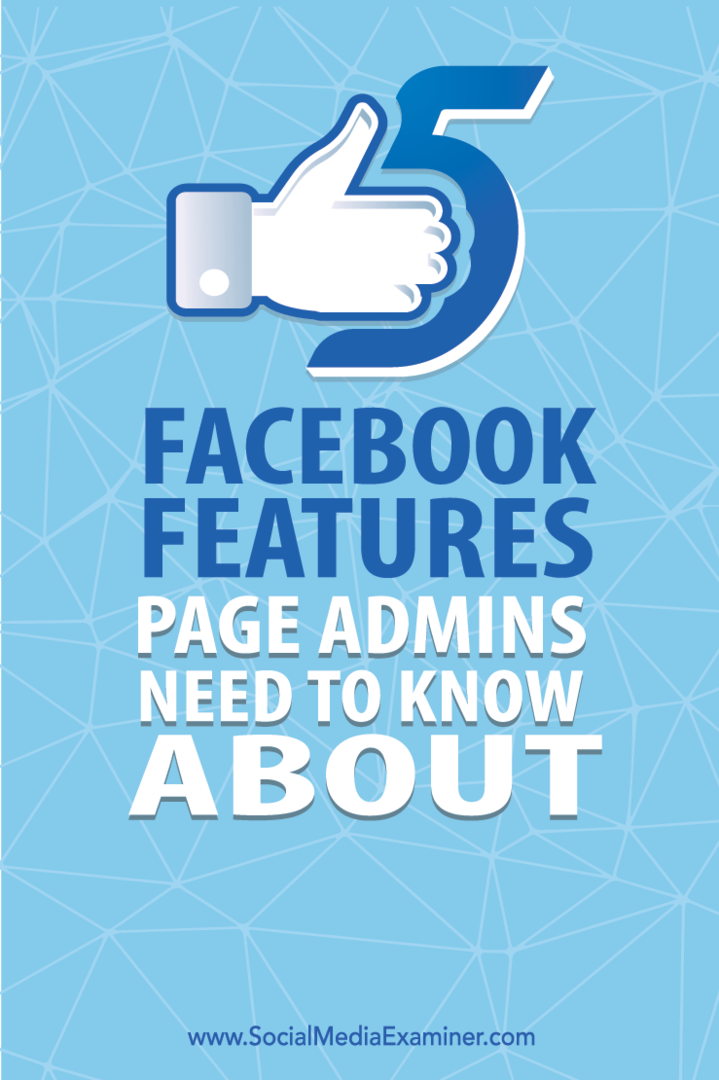 cinque funzionalità di Facebook per gli amministratori della pagina