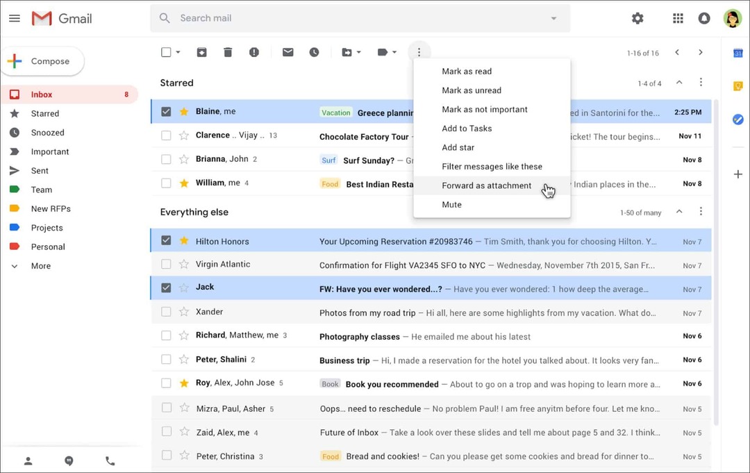 Google consente l'invio di e-mail come allegati in Gmail