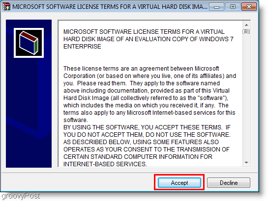 Licenza di installazione VHD per Windows 7