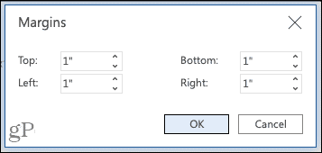 Margini personalizzati in Word sul Web