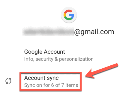 sincronizzazione dell'account Android