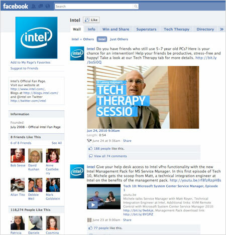 Pagina Facebook di Intel