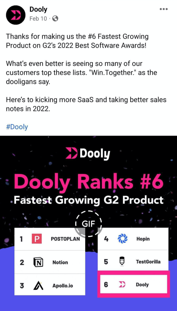 immagine del post di Dooly Facebook con GIF