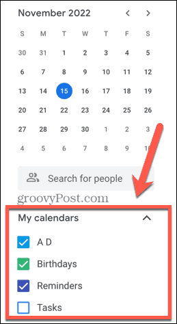 calendario di google selezionare i calendari
