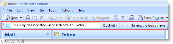 Twitter all'interno della finestra di Outlook OutTwit Outlook 