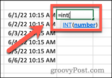 Scrivere una formula INT in Excel