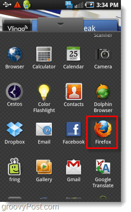 Firefox dal cassetto delle app