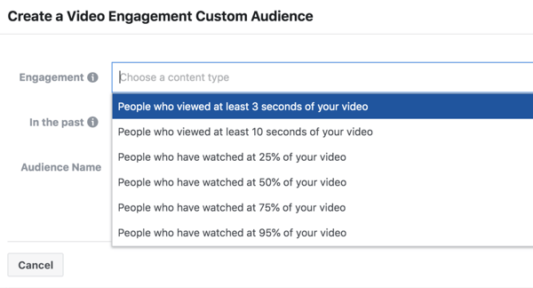 Pubblico personalizzato di coinvolgimento degli annunci video di Facebook ThruPlay Optimization.