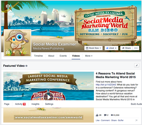 SMMW15 video in primo piano di Facebook con link