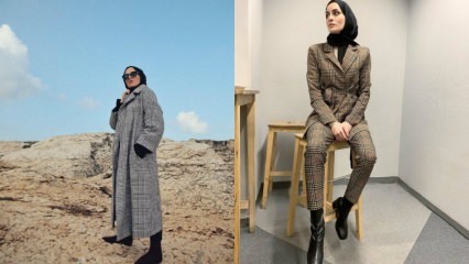 Modelli di abbigliamento hijab plaid di nuova stagione