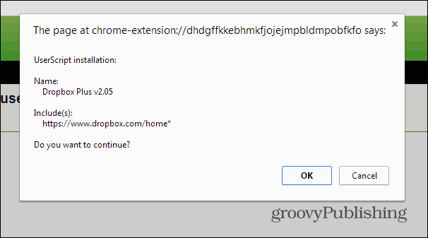 Struttura ad albero Dropbox Script di installazione di Chrome