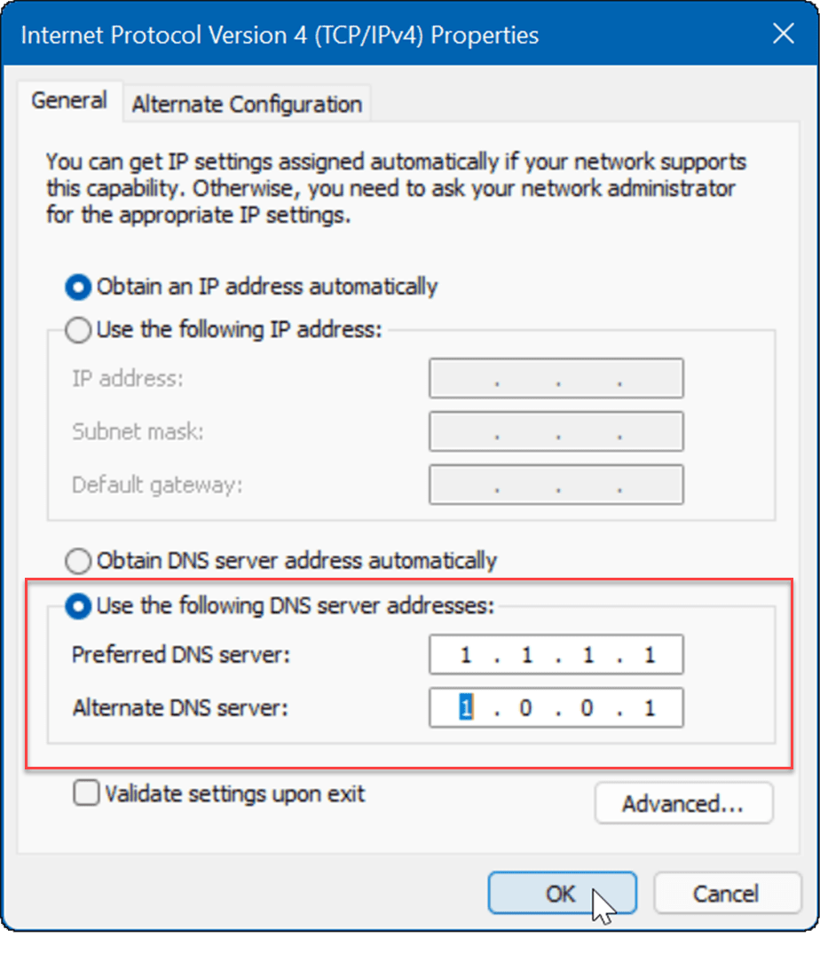 inserisci DNS fix internet lento su Windows 11