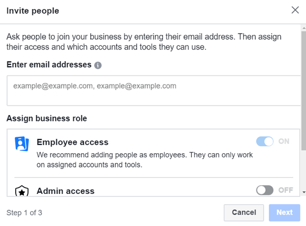 Usa Facebook Business Manager, passaggio 3.