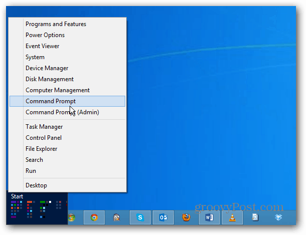 Menu di accensione di Windows 8