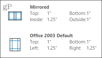 Margini con mirroring e Office 2003