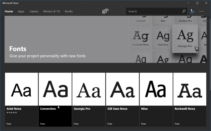 Font Windows Store 10