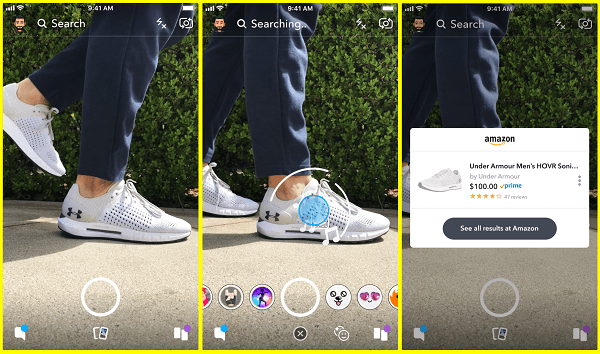 Snapchat sta testando un nuovo modo per cercare prodotti su Amazon direttamente dalla fotocamera Snapchat.