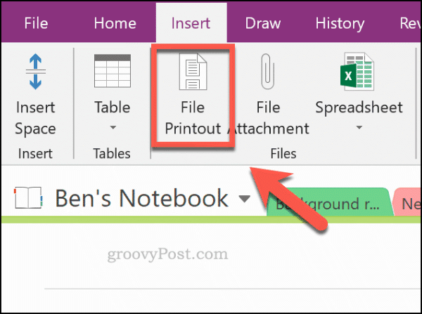 Aggiunta di una stampa di file in OneNote