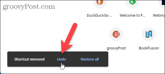 Annulla la rimozione del collegamento nella pagina Nuova scheda di Chrome