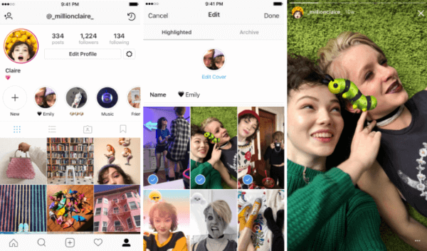 I punti salienti delle storie di Instagram consentono agli utenti di selezionare e raggruppare le storie passate in raccolte con nome.