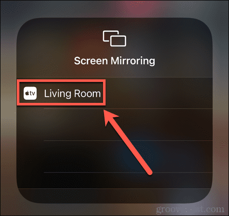 opzioni di mirroring dello schermo dell'iPhone