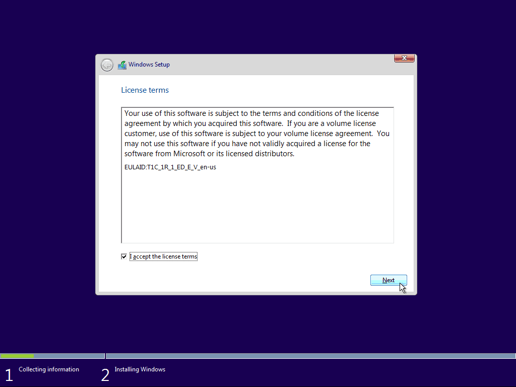 03 EULA Windows 10 Installazione pulita
