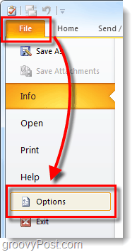 Outlook 2010 opzioni di file
