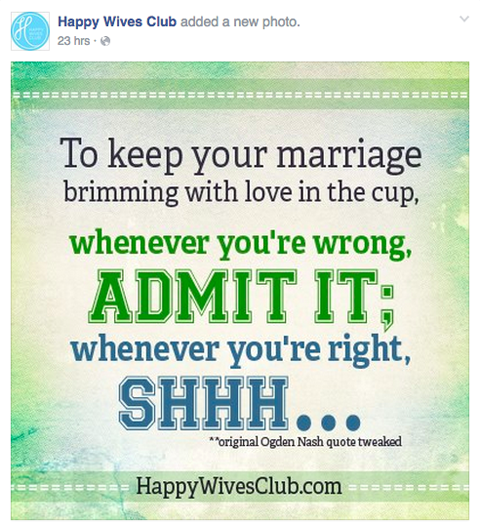 post di facebook del club delle mogli felici
