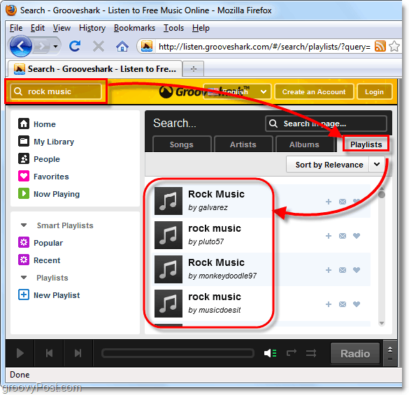 cercare un genere musicale su Grooveshark