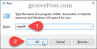 Apri l'editor del registro di Windows