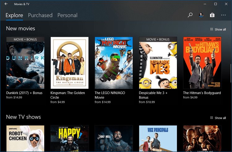 Film e TV App Windows 10