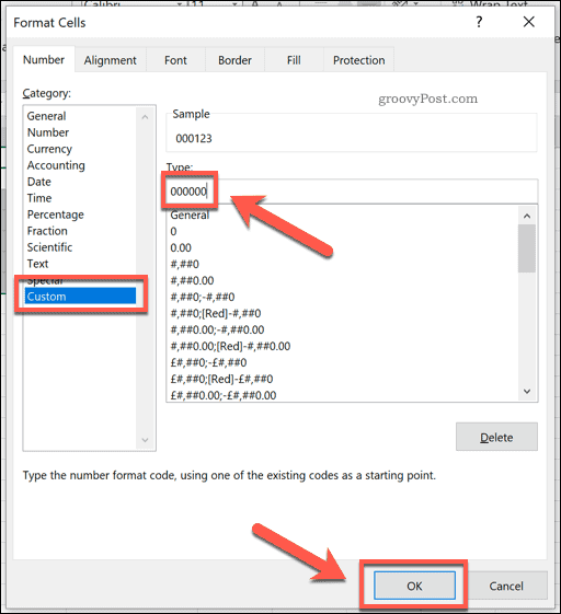 Aggiunta di formattazione personalizzata alle celle di Excel per aggiungere zeri iniziali