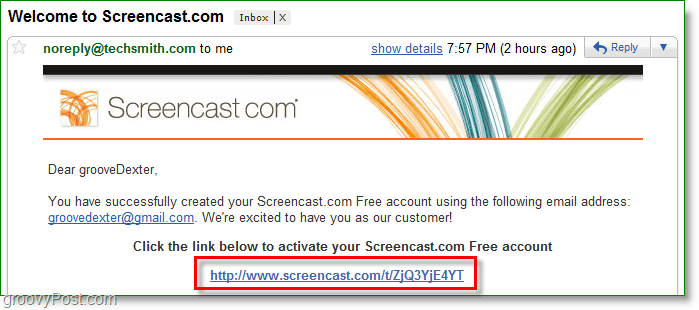 conferma il tuo account screencast via e-mail
