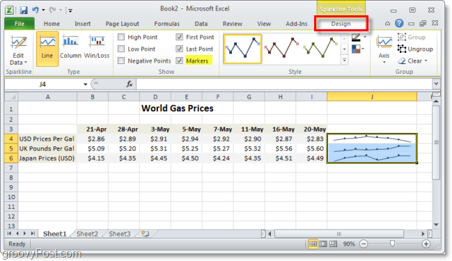 personalizza le tue sparkline 2010 di Excel