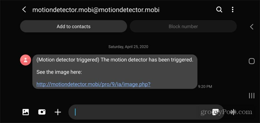 mobi motion detect sms