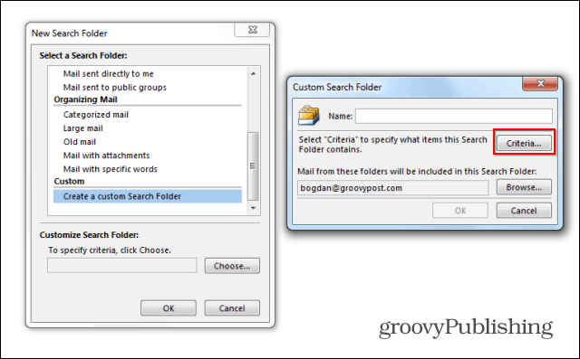 Cartelle di ricerca di Outlook 2013 personalizzate
