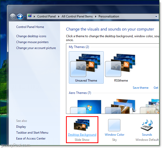 regolare la velocità di rotazione dello sfondo in Windows 7