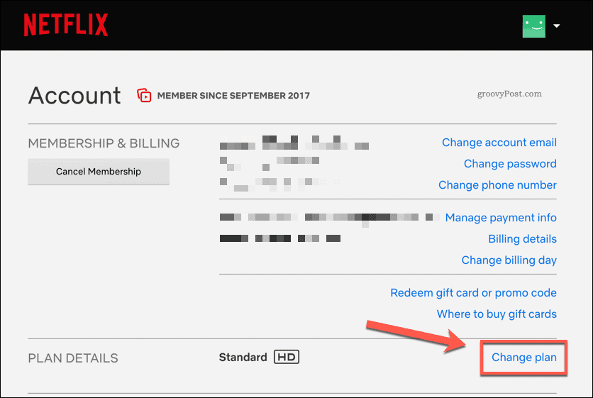 Modifica del piano di abbonamento Netflix