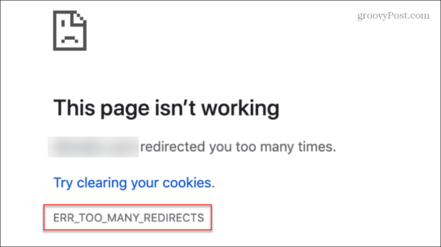 Google Chrome err_too_many_redirect
