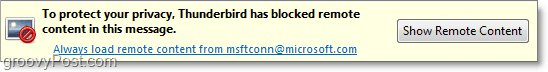 in thunderbird 3 il popup dei contenuti remoti può essere fastidioso