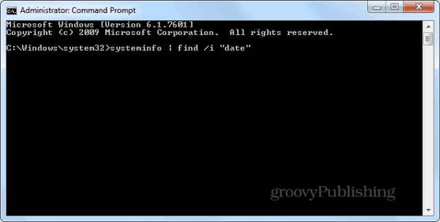 Prompt cmd della data di installazione di Windows systeminfo