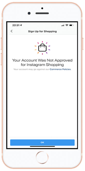 Il tuo account non è stato approvato per il messaggio di acquisto di Instagram