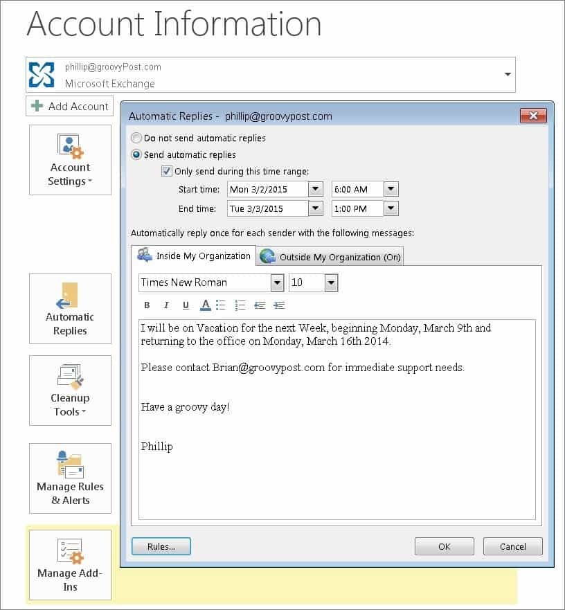 Abilita le risposte automatiche con Office Assistant in Outlook 2010 e 2013